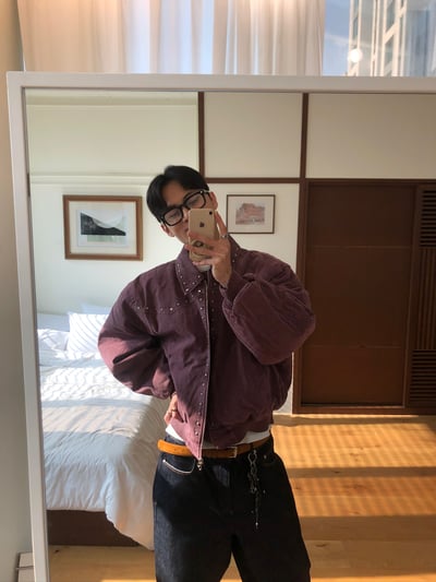 (6oz)倫敦時尚 復古水洗 卯釘 短版 羽絨外套 - 2C5