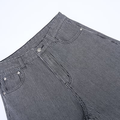 經典百搭 細條紋 修身顯高 牛仔寬褲 - 2C25