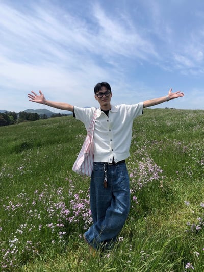 Baggy 牛津街頭 水波格紋 牛仔寬褲 - 1C14