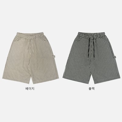歐美街頭 經典格紋 百慕達 工裝 棉短褲 - 2C17