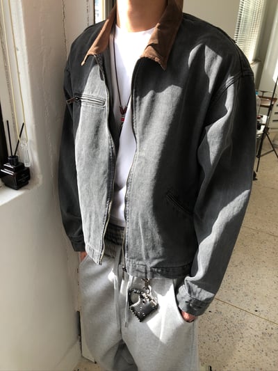 舊式巴黎 復古刷色水洗 短版 底特律夾克 - 2C5