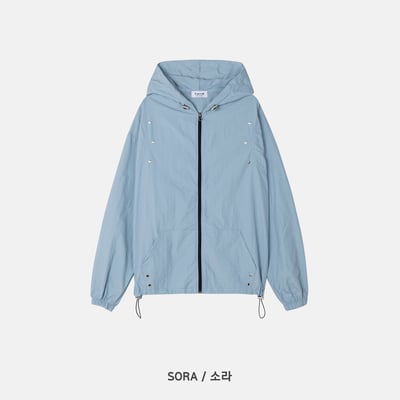 現代街頭 弧形卯釘 夏季風衣 連帽外套 - 3C23