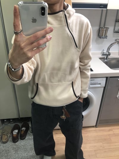 獨特配色 運動風 刷毛 帽T - 4C5