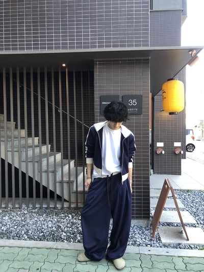 印地安格紋 文藝感 運動配色套裝 寬版 長褲 - 3C17