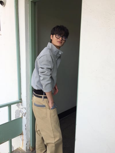 日系街頭 畫龍點睛 格紋設計 微寬褲 - 2C16