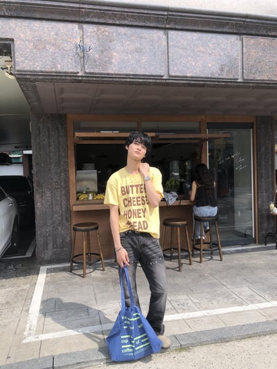 韓系潮流 多巴安夏季配色 印刷 短版 短袖 上衣 - 5C18