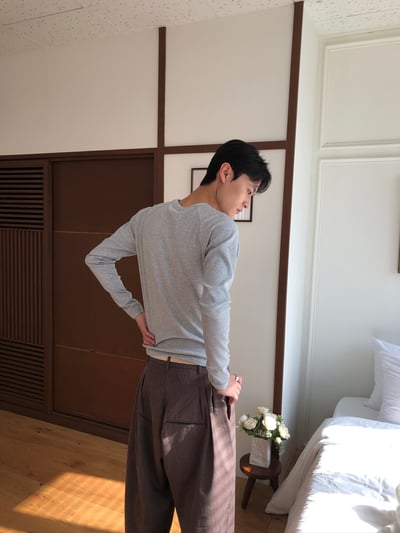 極簡主義 亨利領 素色 修身版型 長袖 - 4C12