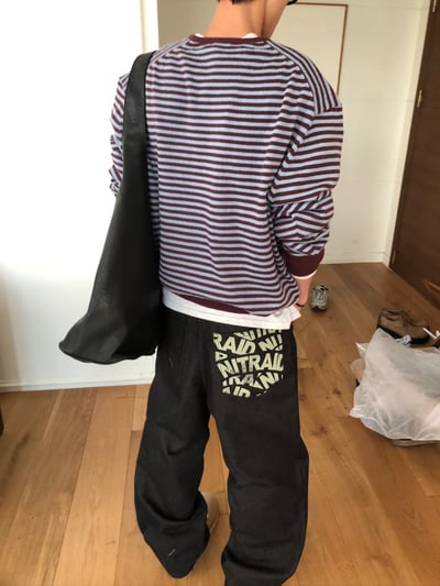 率性街頭 口袋印刷設計 牛仔寬褲 - 2C5