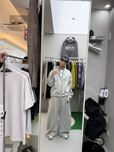 潮流版型霸主 彎刀曲線 休閒 刷毛寬褲 (set-up) - 2C18