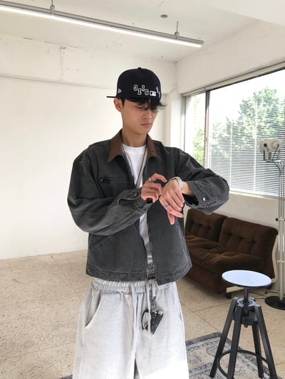 舊式巴黎 復古刷色水洗 短版 底特律夾克 - 2C10