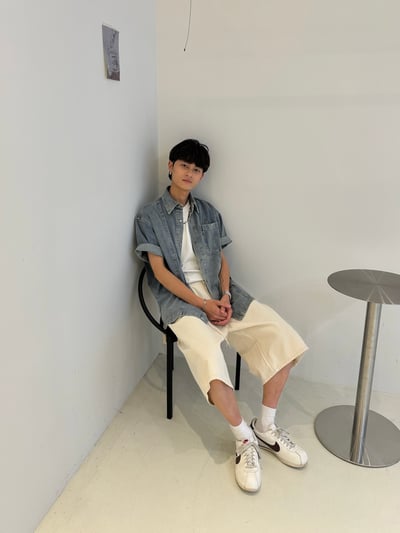 (UNISEX) 束腰抽繩 素色7分褲 - 2C16