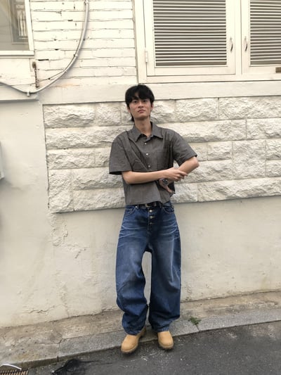 夏季王者 格紋短版 雙口袋 人生襯衫 短袖 - 3C7