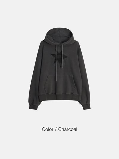 不規則星形 高質感刺繡 水洗帽T 長袖 - 3C18