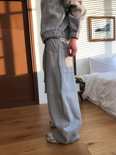 潮流版型霸主 彎刀曲線 休閒 刷毛寬褲 (set-up) - 2C4