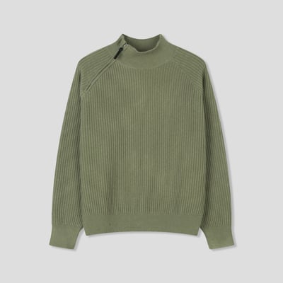 半高領 側邊拉鍊 修身短版 高檔毛衣 - 4C20