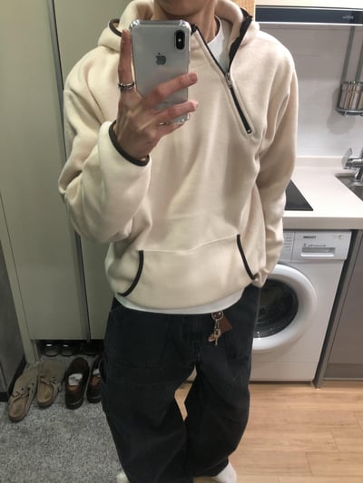 獨特配色 運動風 刷毛 帽T - 4C1