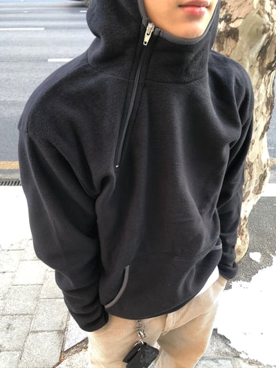 獨特配色 運動風 刷毛 帽T - 4C20