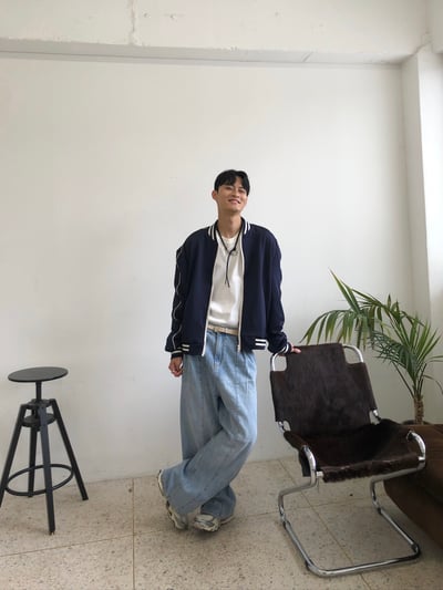 高級街頭 鬆弛神衣 邊線 棒球外套 - 2C13