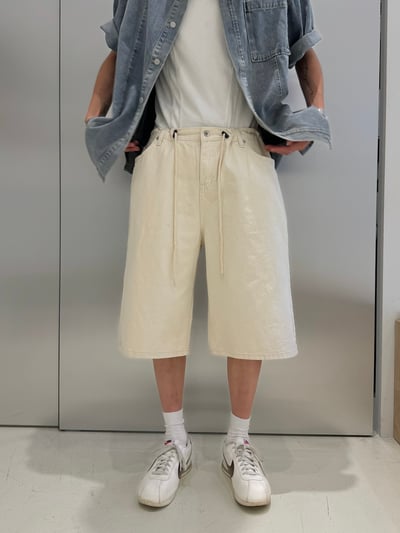 (UNISEX) 束腰抽繩 素色7分褲 - 2C9