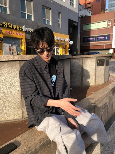 街頭慵懶風 透視薄款 涼感 格紋 長袖襯衫 - 4C16