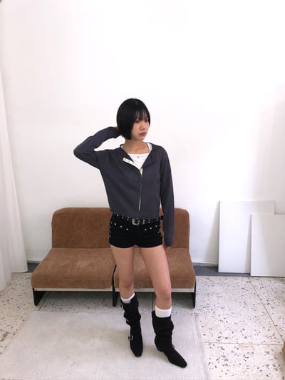街頭卯釘 骷髏 貼腿修身短褲 - 1C16