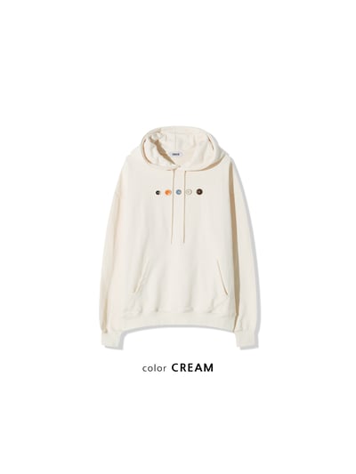 街頭鬆弛 多色鈕扣 寬版 帽T 長袖 - 3C18