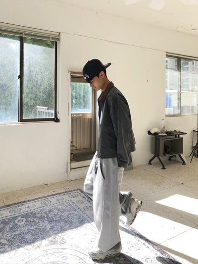 歐洲街頭潮流 格紋層疊 寬版 休閒 落地褲 - 2C9