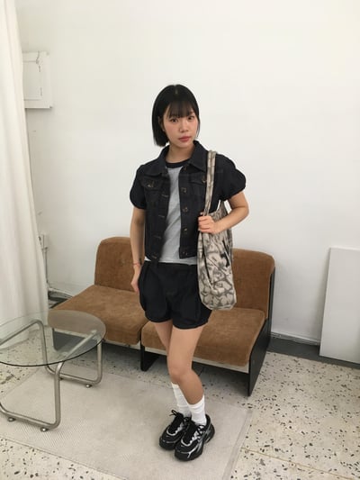 夏季涼感 韓系休閒感 牛仔 抓皺 短褲 (set-up) - 1C3