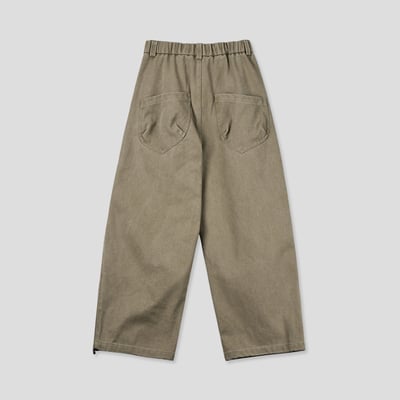 文藝鈕扣 降落傘抓皺 寬版 鬆緊帶 牛仔褲 (set-up) - 2C25