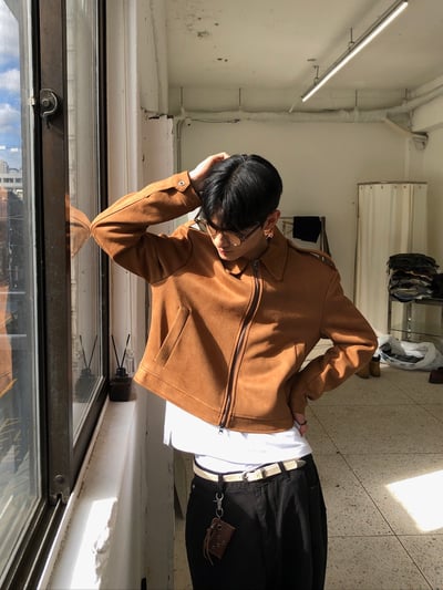 極簡俐落 天然牛皮 麂皮 乳白皮帶 - 1C11