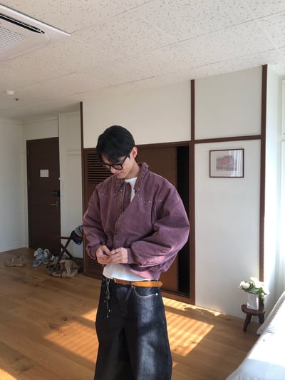 (6oz)倫敦時尚 復古水洗 卯釘 短版 羽絨外套 - 2C20