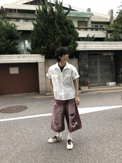 韓系型男 俐落線條 薄款 短袖 襯衫 - 4C17