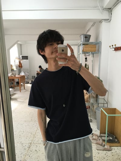 不規則收邊 假兩件 短版 素面短袖 - 5C8