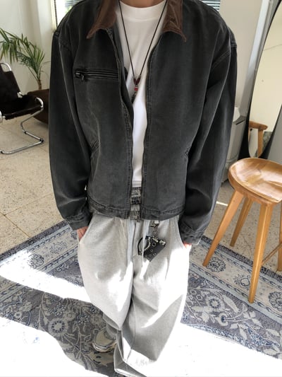 舊式巴黎 復古刷色水洗 短版 底特律夾克 - 2C14