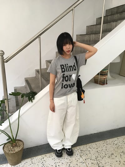 韓女經典氛圍 局部細節點綴 彎刀寬版 長褲 - 3C13