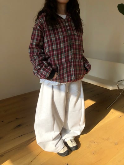 美式潑漆感 復古格紋 雙面連帽外套 - 2C13