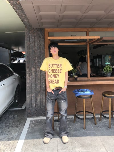 韓系潮流 多巴安夏季配色 印刷 短版 短袖 上衣 - 5C13