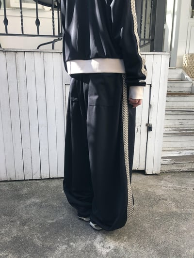 印地安格紋 文藝感 運動配色套裝 寬版 長褲 - 3C10