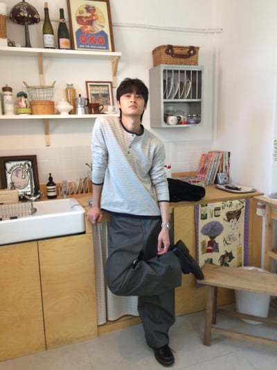 韓國新潮流 雙件式 層疊配色 橫條紋 薄長袖 - 3C3