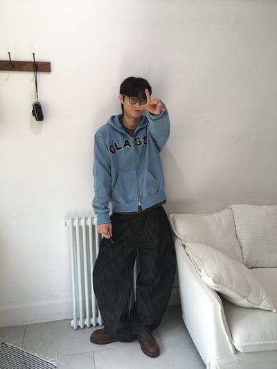 雲朵刺繡 渲染設計 牛仔寬褲 - 2C10