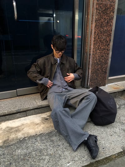 經典百搭 細條紋 修身顯高 牛仔寬褲 - 2C20