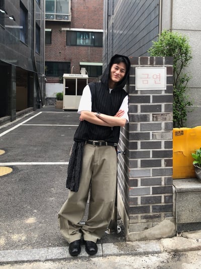 ASH 街頭休閒 特殊曲線 長版 寬褲 - 2C3