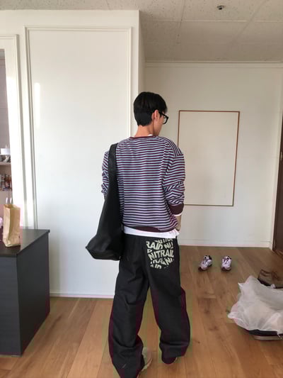 率性街頭 口袋印刷設計 牛仔寬褲 - 2C15