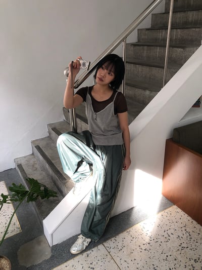 微反光 印第安條紋 涼感 尼龍寬褲 - 3C20
