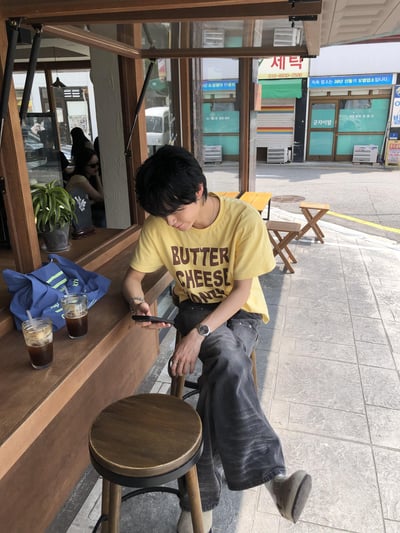 韓系潮流 多巴安夏季配色 印刷 短版 短袖 上衣 - 5C16