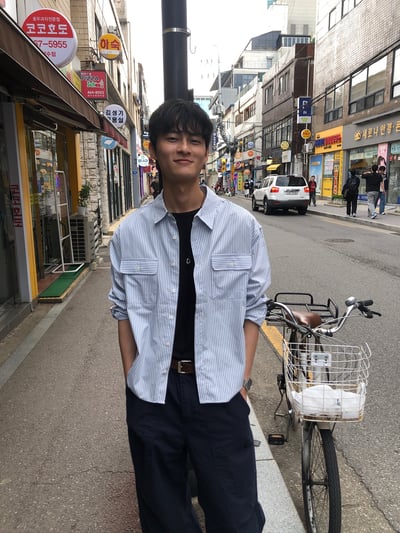 簡約復古街頭 雙口袋 短版 長袖襯衫 - 3C13