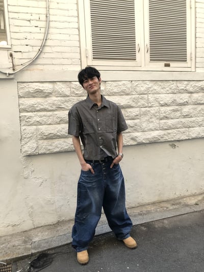 夏季王者 格紋短版 雙口袋 人生襯衫 短袖 - 3C3