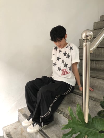 微反光 印第安條紋 涼感 尼龍寬褲 - 3C14