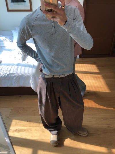 極簡主義 亨利領 素色 修身版型 長袖 - 4C8