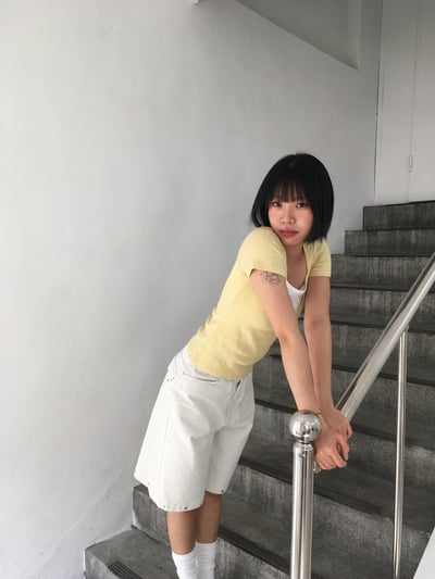 深V領 純慾天花板 夏季修身 豎紋短袖 - 5C3